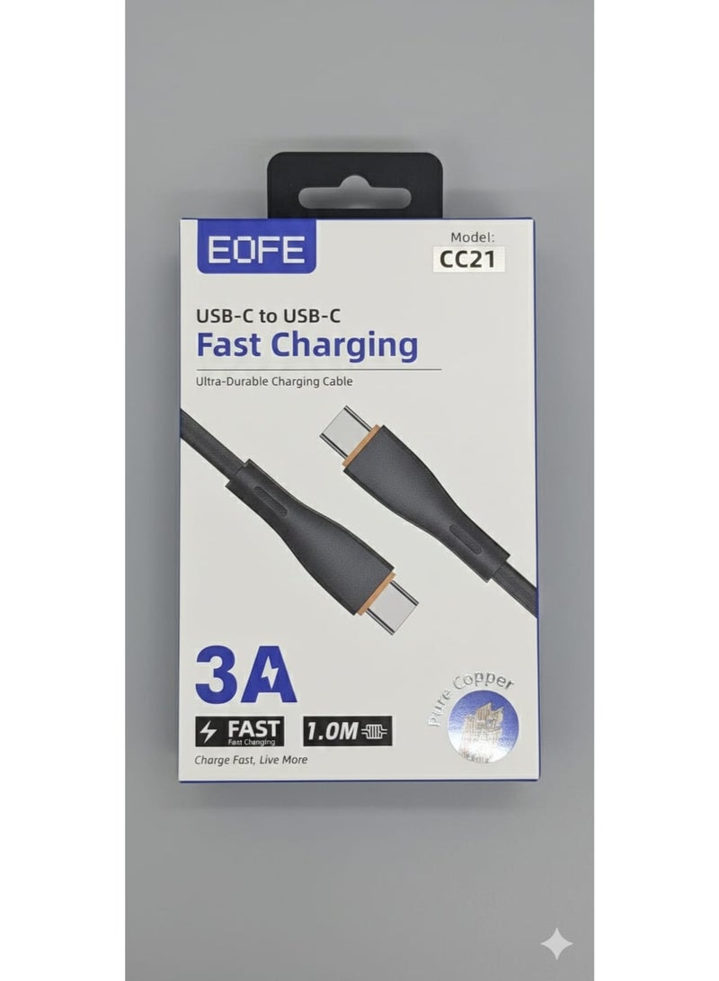 اي او اف اي كابل شحن سريع USB-C من EOFE، بطول 1 متر، يدعم الشحن السريع 3 أمبير - Image 1